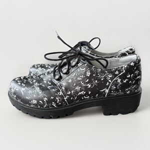 Alegria Women’s Resa Black Floral Platform Lug Loafer Shoes Size 38 US 8